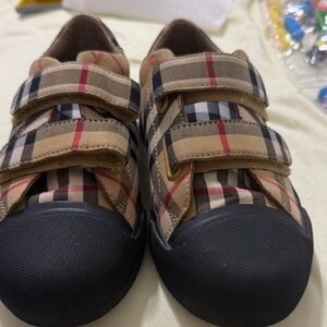 Burberry Kids Sneakers in Tan and Black Plaid